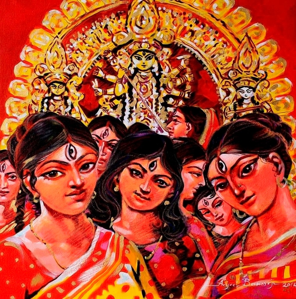Untitled Durga Puja Watercolour on Handmade Paper by Modern Artist In  Stock  Gallery Kolkata  Original Fine Art by Top Indian Artists