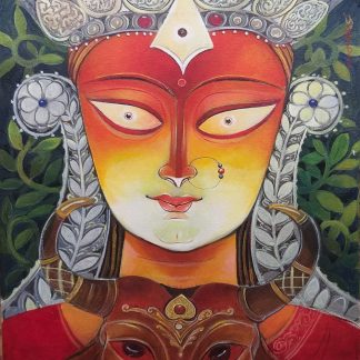 Devi Durga face painting by Swapan Das