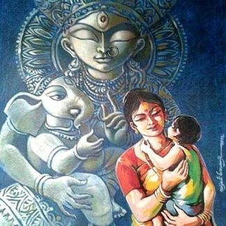 Ma Durga and child Ganesh by Abhijit Banerjee
