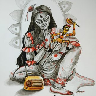 Durga listening to mahalaya by Sampa Das
