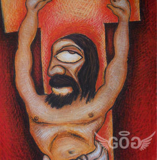 Dry pastel painting of Christ Cross